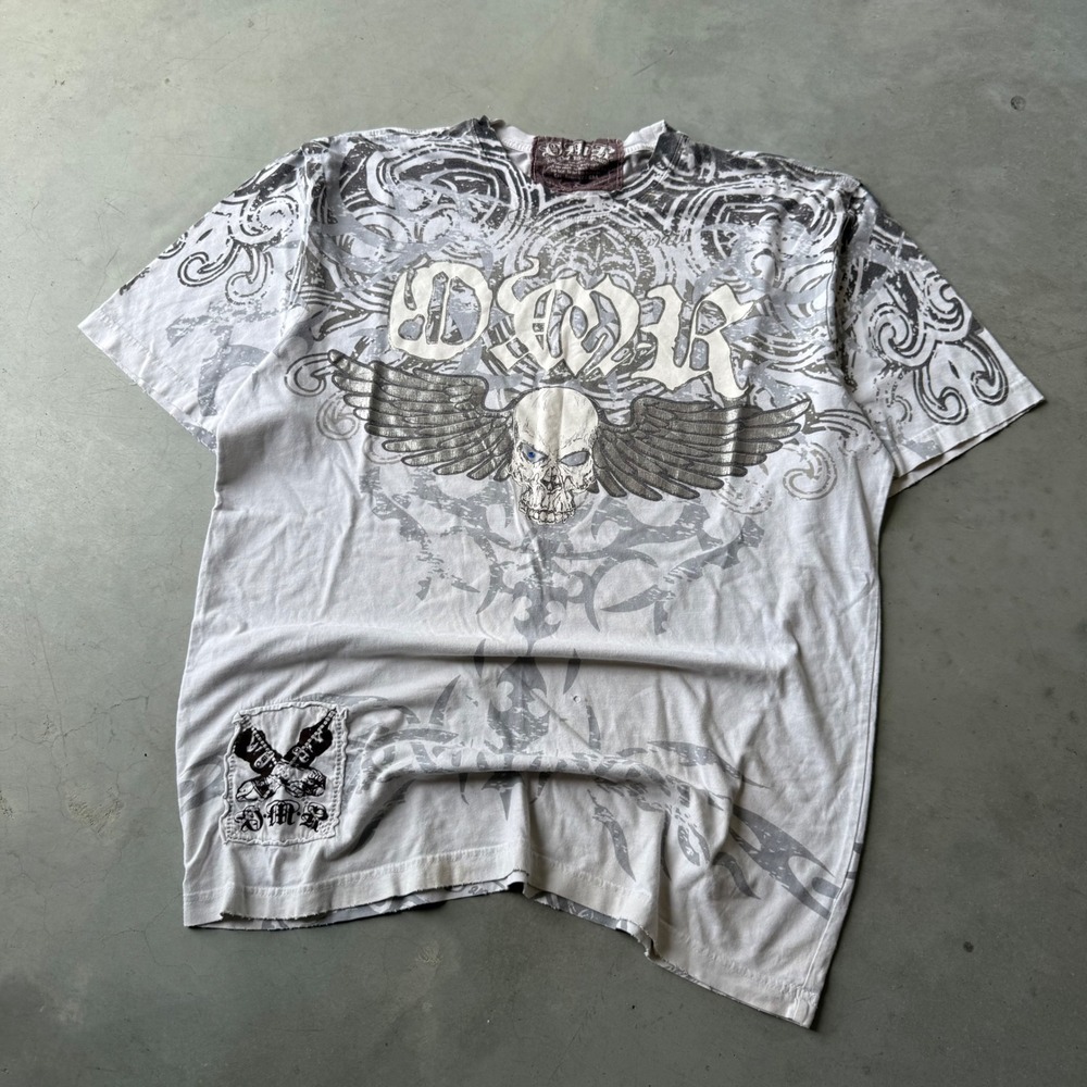 Vintage y2k Affliction Style All Over Print Tee